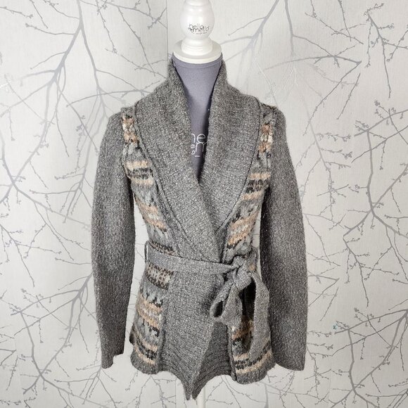 Banana Republic Wool Alpaca Blend Chunky Knit Wrap Cardigan - Picture 1 of 5